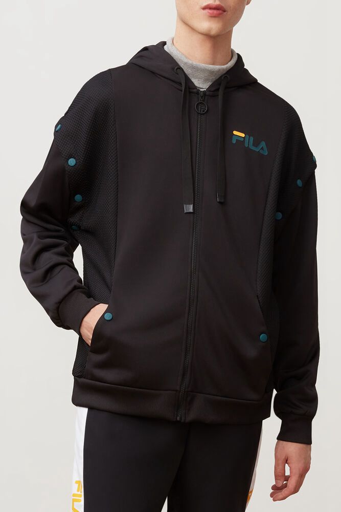 Fila Jacket Mens Black - Zee Snap Off Sleeve - Philippines 1365820-TQ